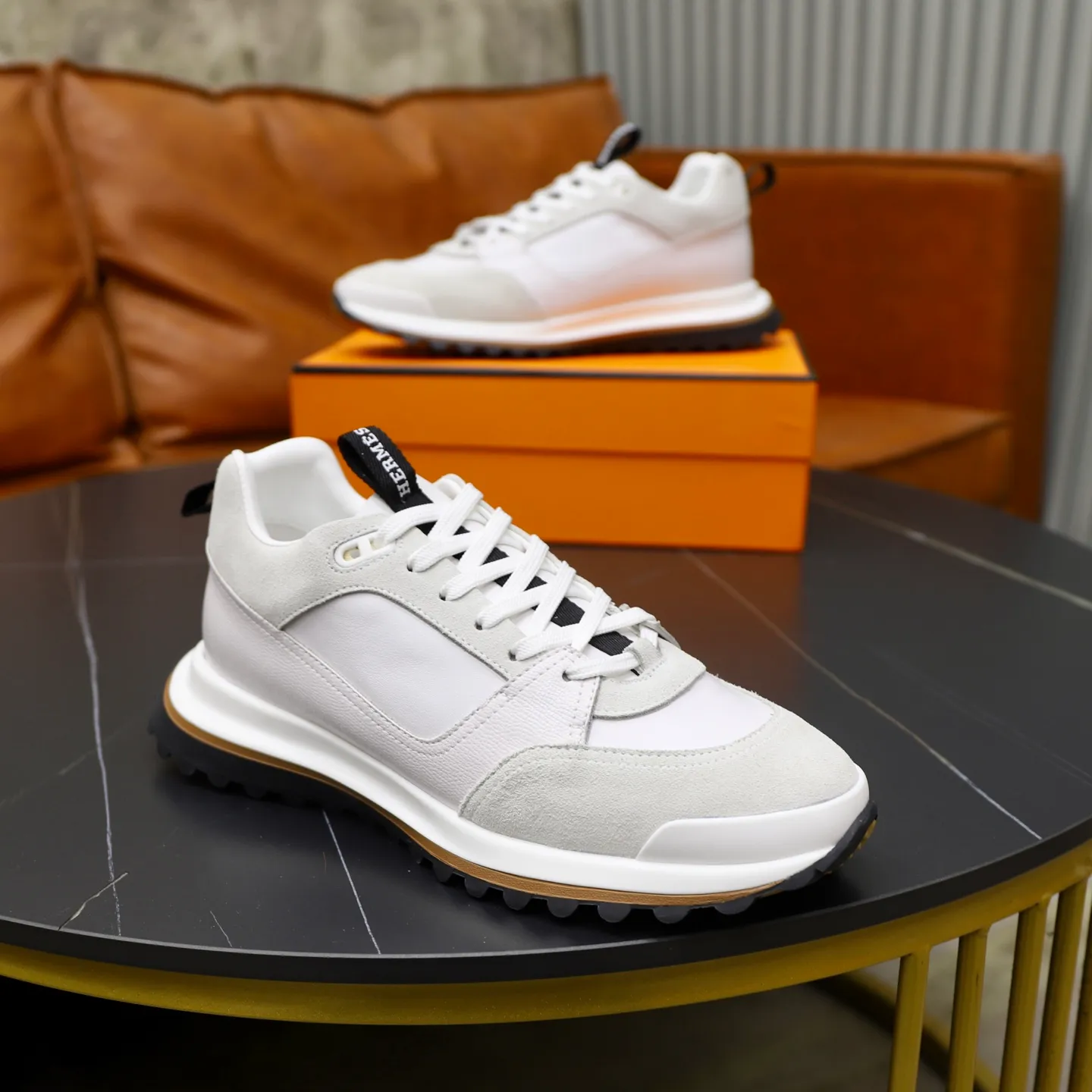 Men's shoes: 462💰🎬【Hermès】Official website synchronization Counter quality French Paris catwalk style Simple and classic Imported original fabric Original outsole Size (size): 38-44